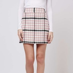Topshop Pink Plaid Tweed Skirt